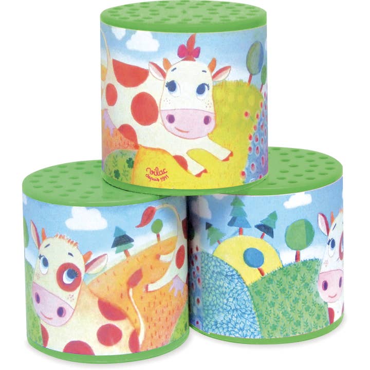 Vilac Cows Sound Boxes Display 12 Pieces Childrens Sound Toy for wholesale by Hippychick