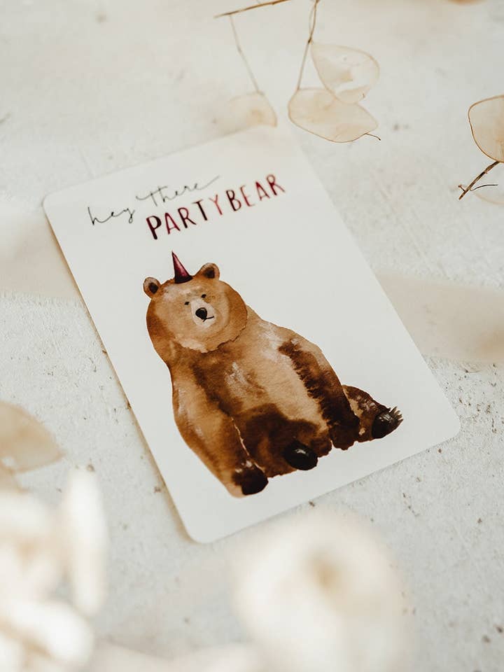 Party Bear Postkort for engroshandel hos Linda Mundo