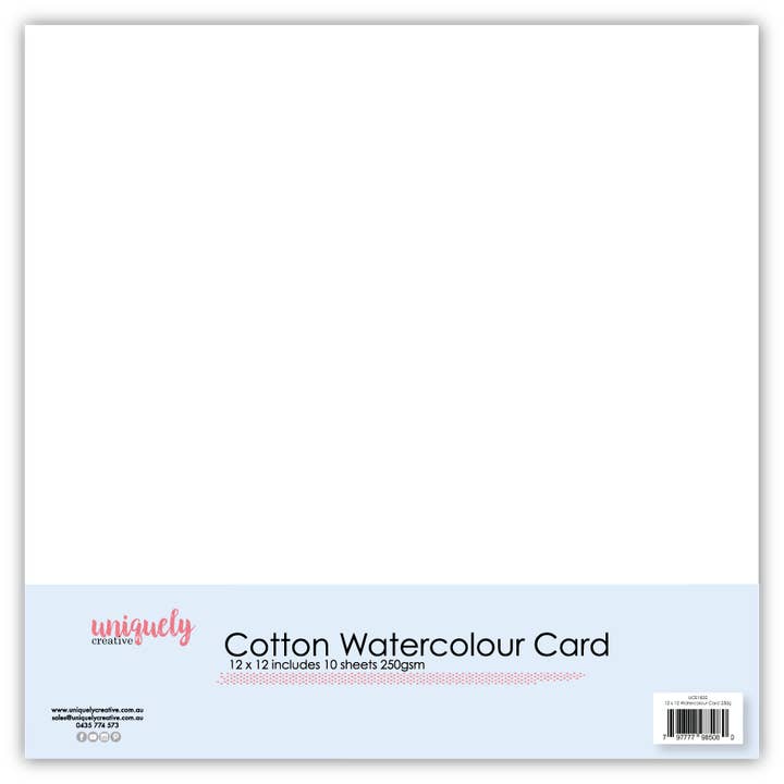 Uniquely Creative - Wholesale Watercolour paint - 12 x 12 Cotton Watercolour Card 250gsm X 10 Sheets