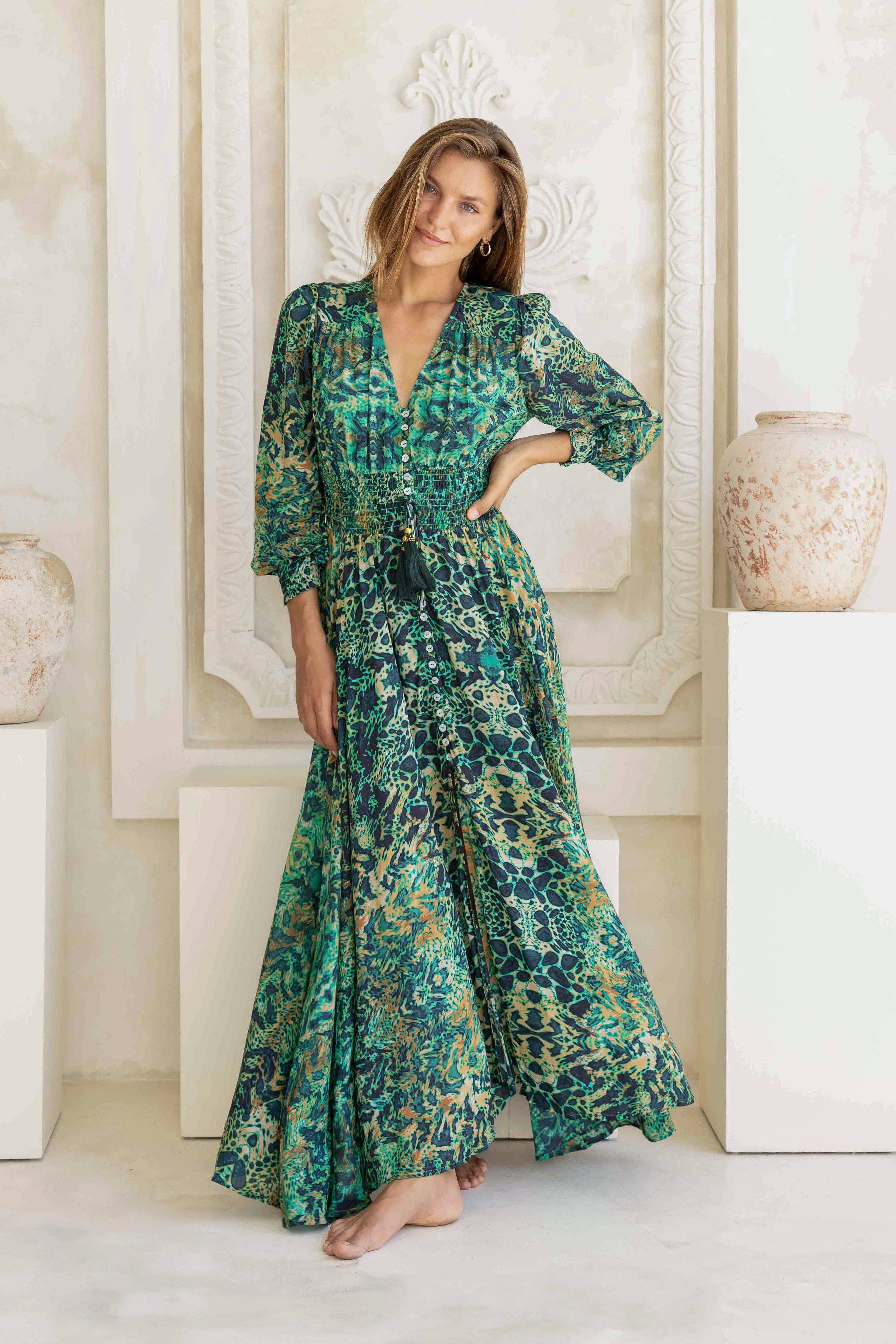 Sophia Alexia - Wholesale Dress - Women's - EMERALD LEOPARD ST TROPEZ MAXI DRESS3
