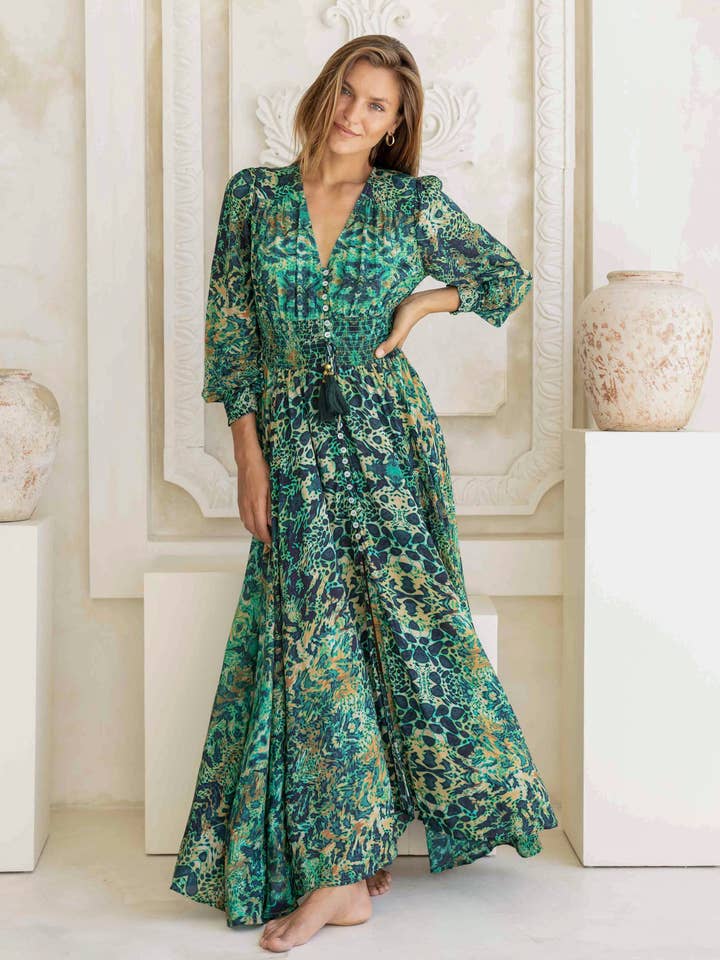 Sophia Alexia - Wholesale Dress - Women's - EMERALD LEOPARD ST TROPEZ MAXI DRESS3