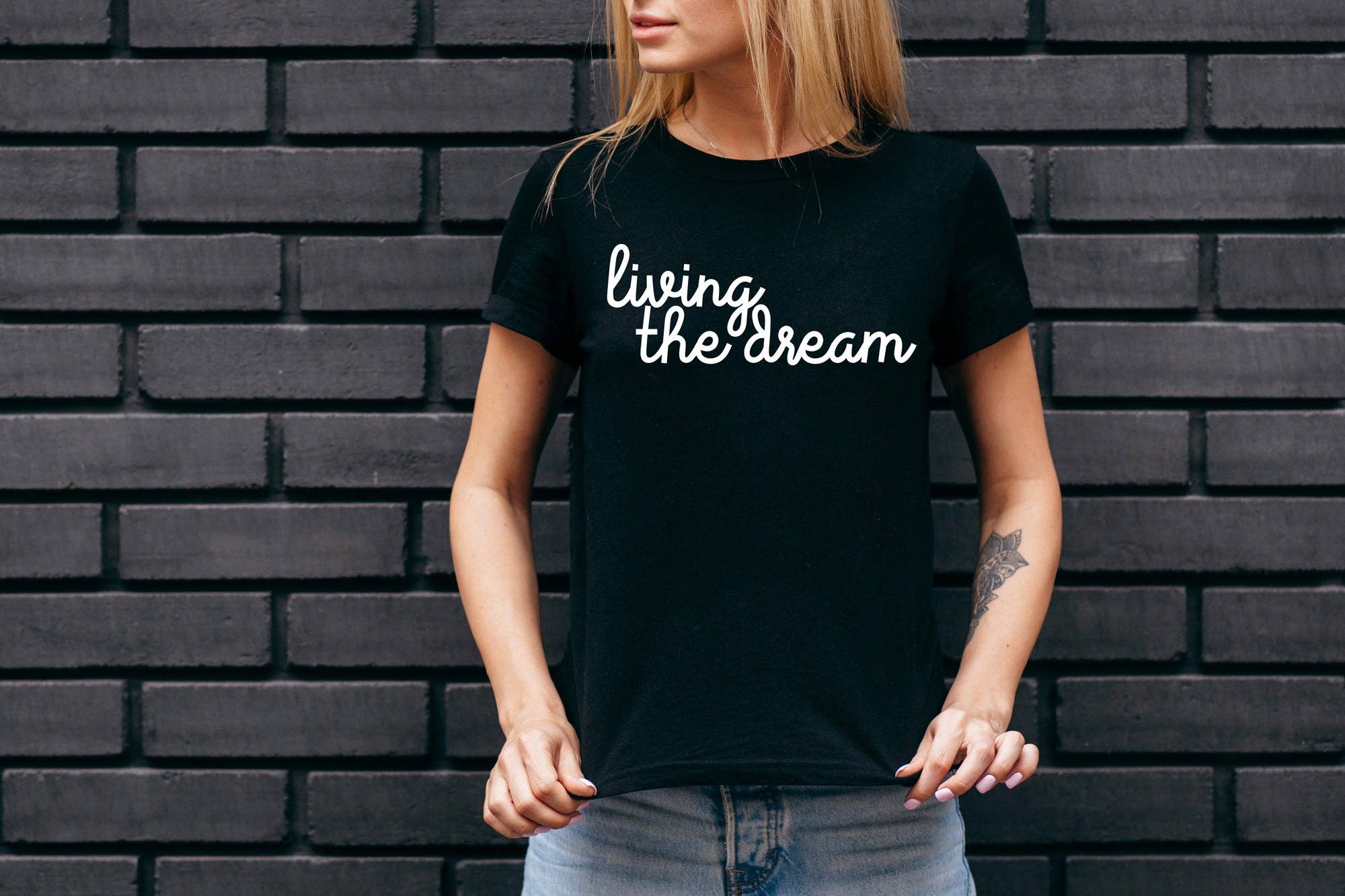 Slightly Shirtee - Wholesale Screen printed t-shirt – Women′s - Living the Dream Tee3
