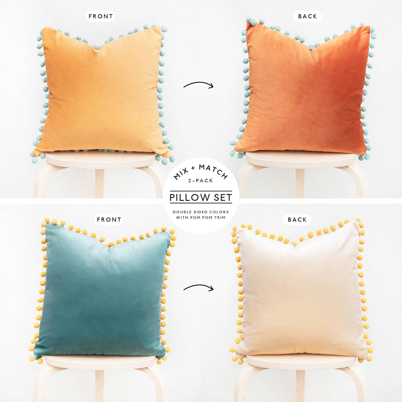 Monday Moose - Wholesale Throw Pillow Cover - Colibri Pillow Covers (2-Pack) - Orange/Teal6