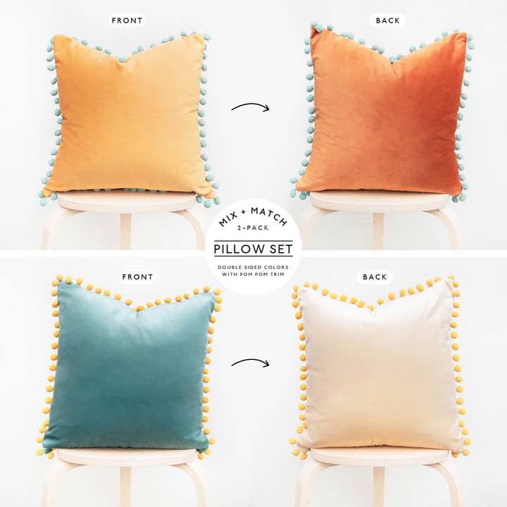 Monday Moose - Wholesale Throw Pillow Cover - Colibri Pillow Covers (2-Pack) - Orange/Teal6