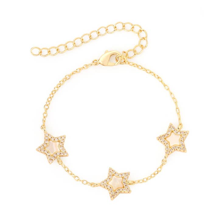 3-sterrenarmband met parelmoer voor wholesale door The Tiny Gem