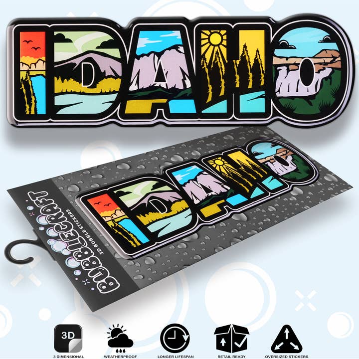 Idaho Landscape Art Graphic 3D Souvenir Sticker for wholesale by Bubblecraft