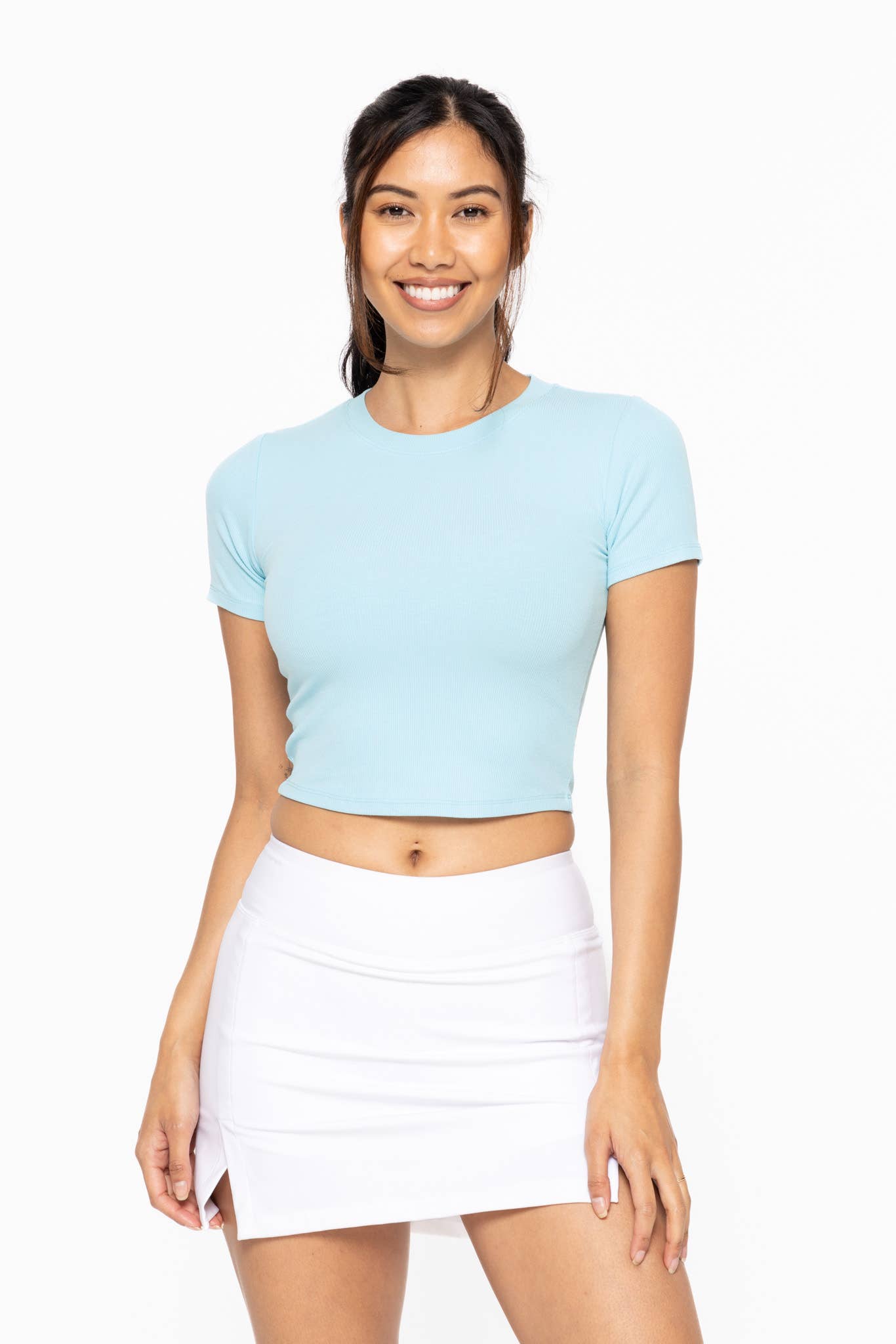 Mono B - Wholesale Athletic Top - Women's - Essential Micro-Ribbed Athleisure Baby Tee24