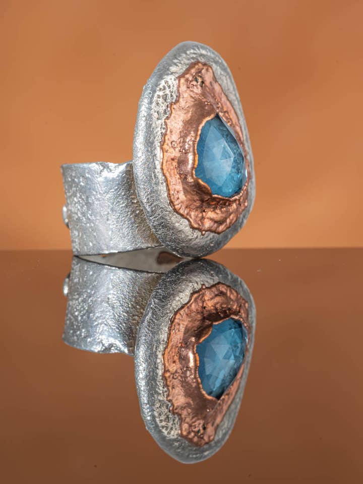 Blue Topaz Adjustable Ring for wholesale by Silver Coast Designs