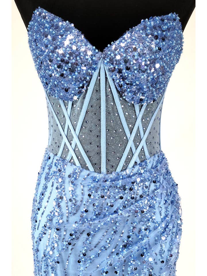 Chicas - Wholesale Gown - Women's - Sweetheart long dress with beading and sequins C36620