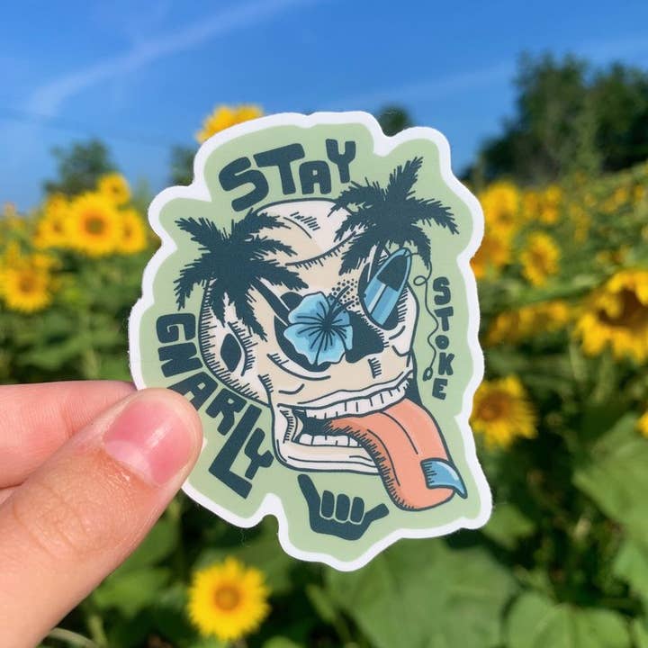 STAY GNARLY STICKER for wholesale by Stoke Design Company