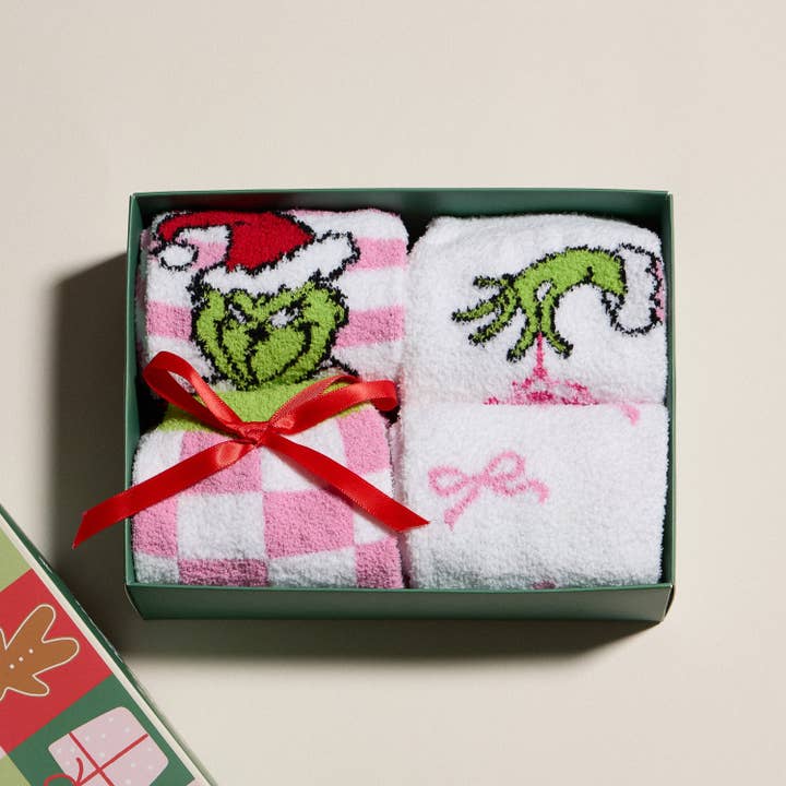 Geschenkset mit Weihnachtssocken mit grünen Monstermotiven für Weihnachtsgeschenk für den Großhandel von Lilla Haven