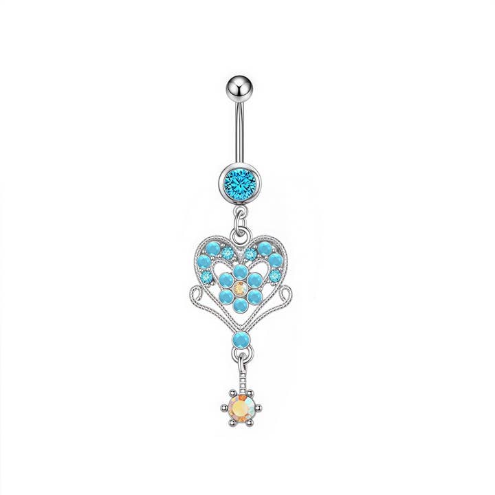 ACCITY - Wholesale Belly Ring - 5Pcs Blue Turquoise Belly Button Rings Set_CWMM94521