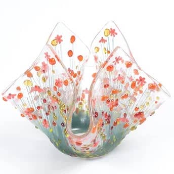 Pam Peters Designs – wholesale Candle holder – Handmade Fused Glass - Gerbera Small Tealight