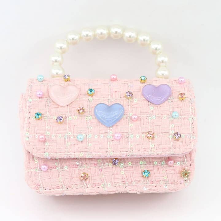Pastel Hearts Tweed Purse for wholesale by Poppyland
