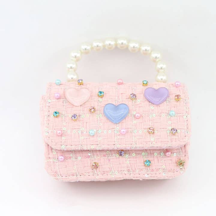 Pastel Hearts Tweed Purse for wholesale by Poppyland