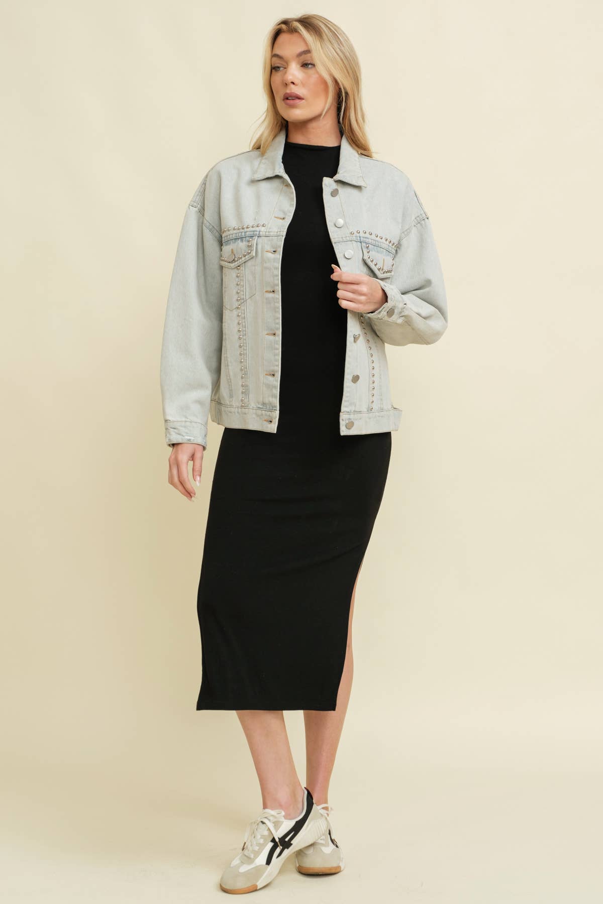 CJ14361J - STUDDED DENIM JACKET for wholesale on Faire3