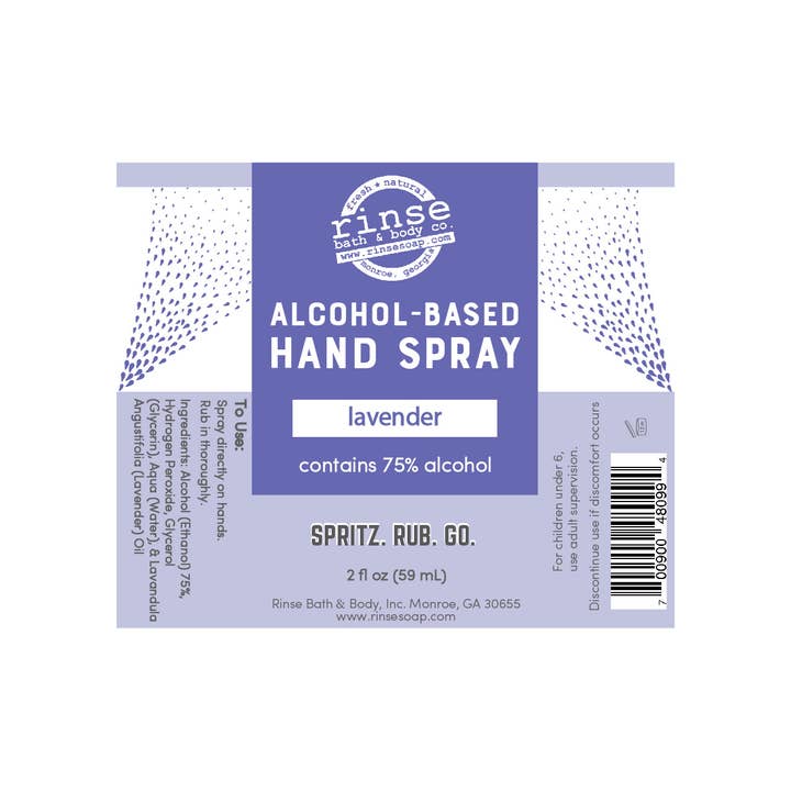 Rinse Bath Body Inc - Wholesale Hand Sanitizer - Alcohol-Based Hand Spray - Lavender