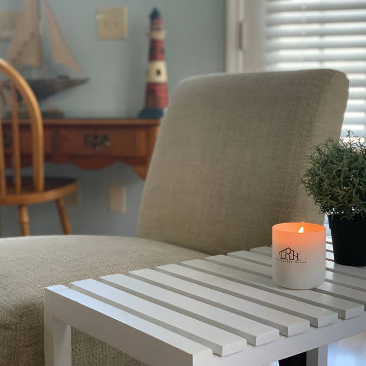 The Rustic House - Vente Bougie en bocal - À la plage | Bougie de soja blanche+boîte cadeau | 8 oz