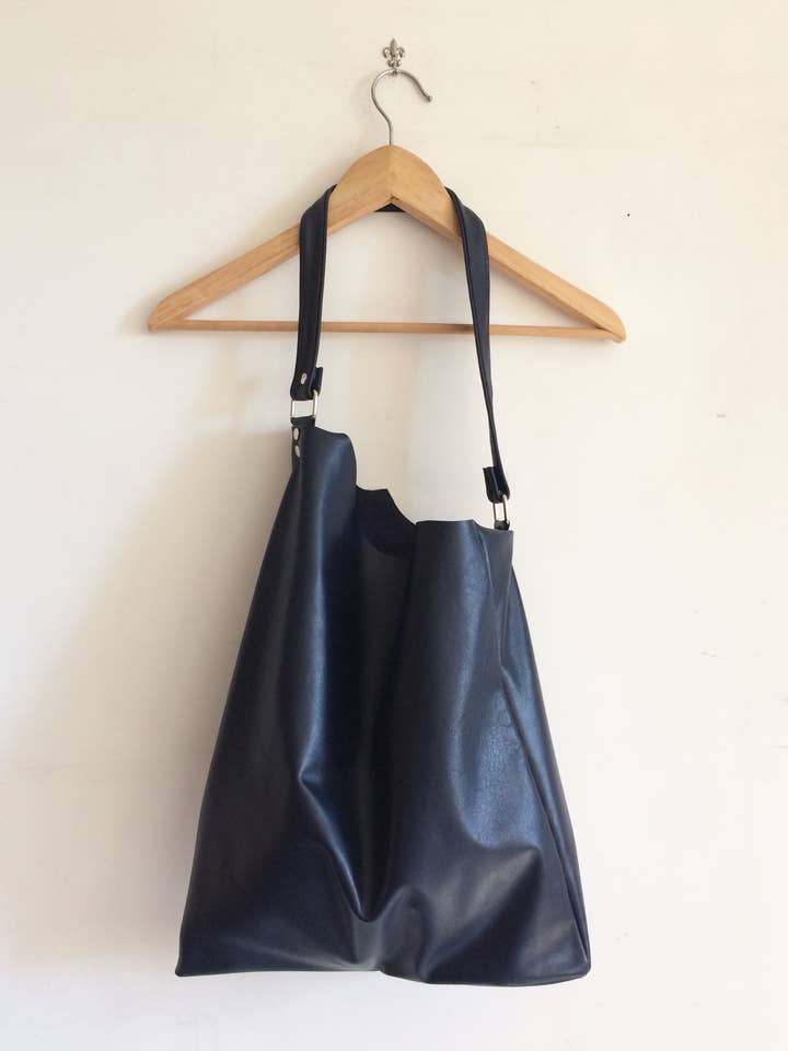 Bolsa de couro azul marinho com carteira combinando por atacado de BBagdesign