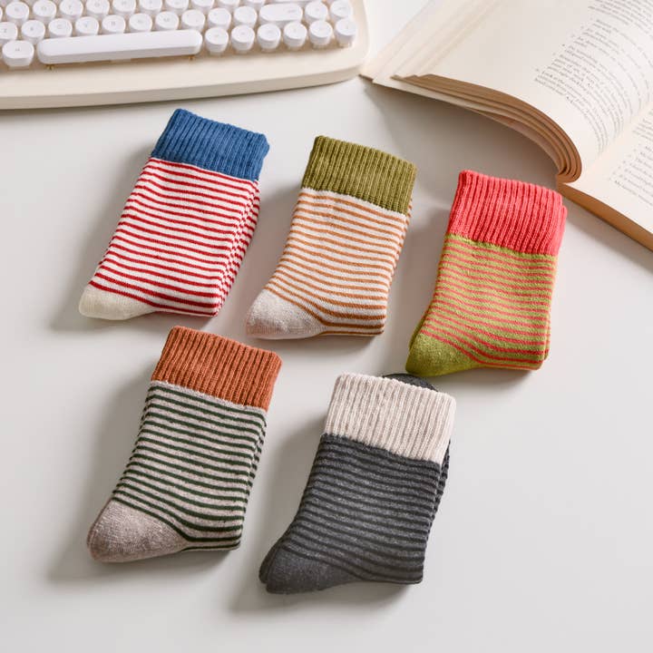 Happy Knits – wholesale Socks – Women's – Women's Striped Cotton Socks - Soft, Breathable & Stylish