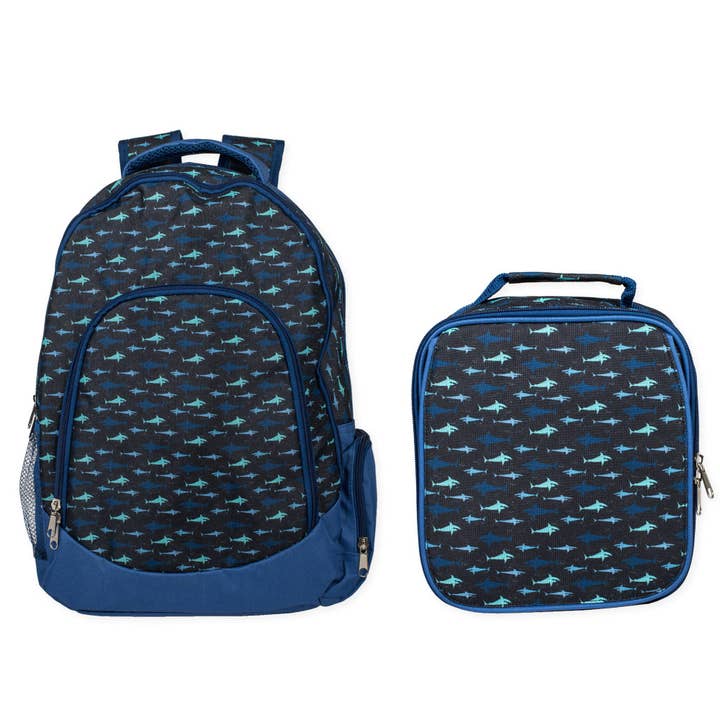 Shark Pattern Backpack & Lunchbag Set for wholesale by Magnolia