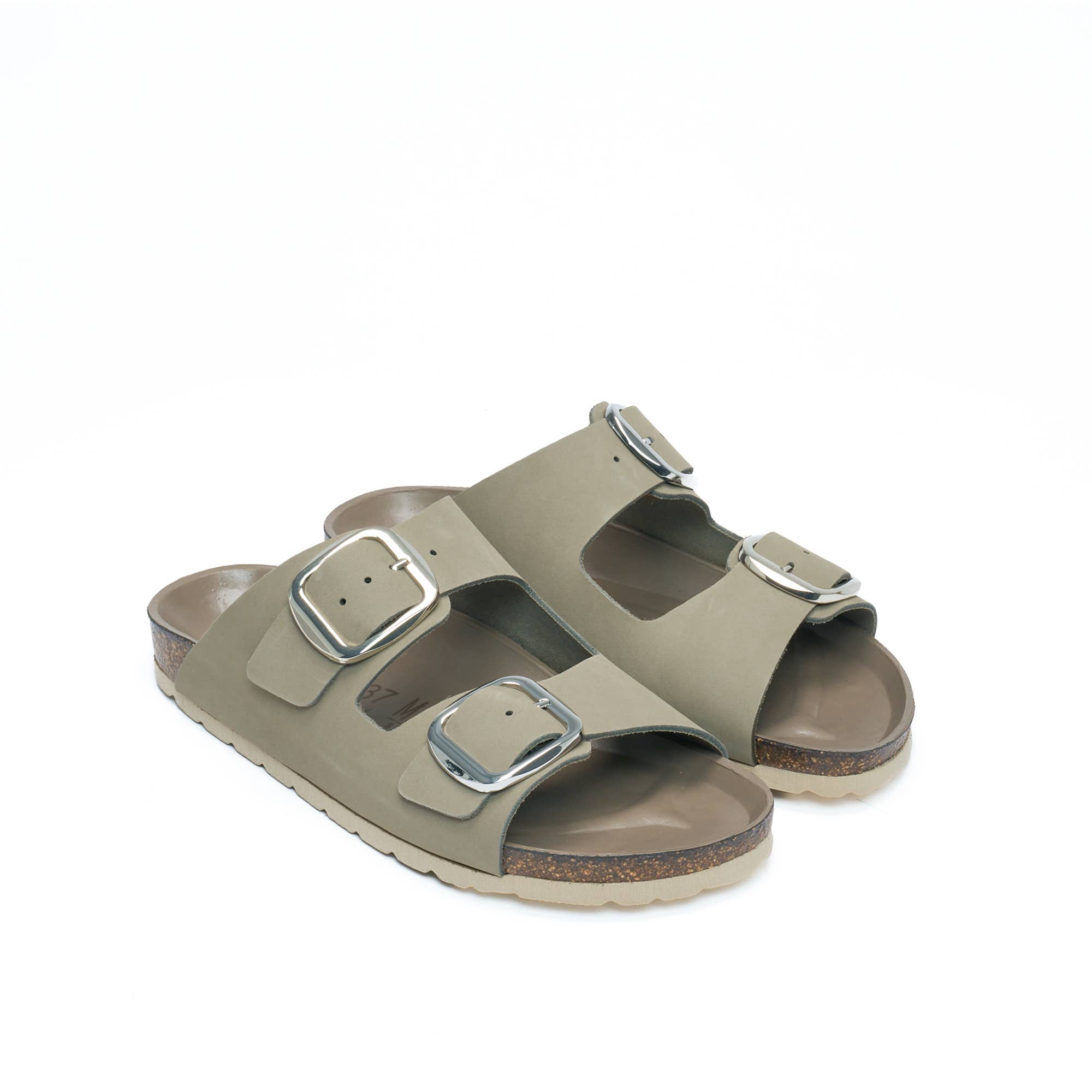 Mandél – Engroshandel sandal - Dame – Ciabatta to remme ALBERTO BIG BUCKLE grå - Art.MD61422