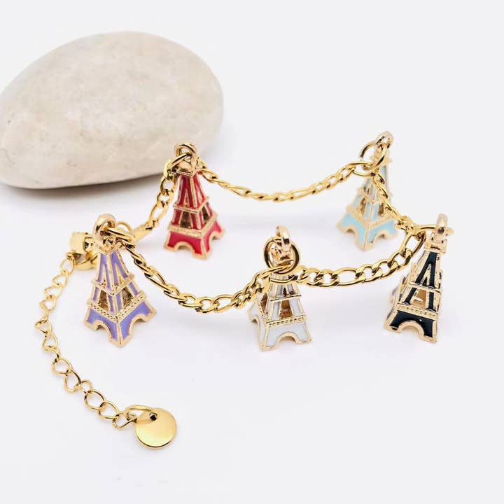 Mio Queena - Wholesale Charm/Dangle Bracelet - Women Gold Plated Eiffel Tower Bracelet1