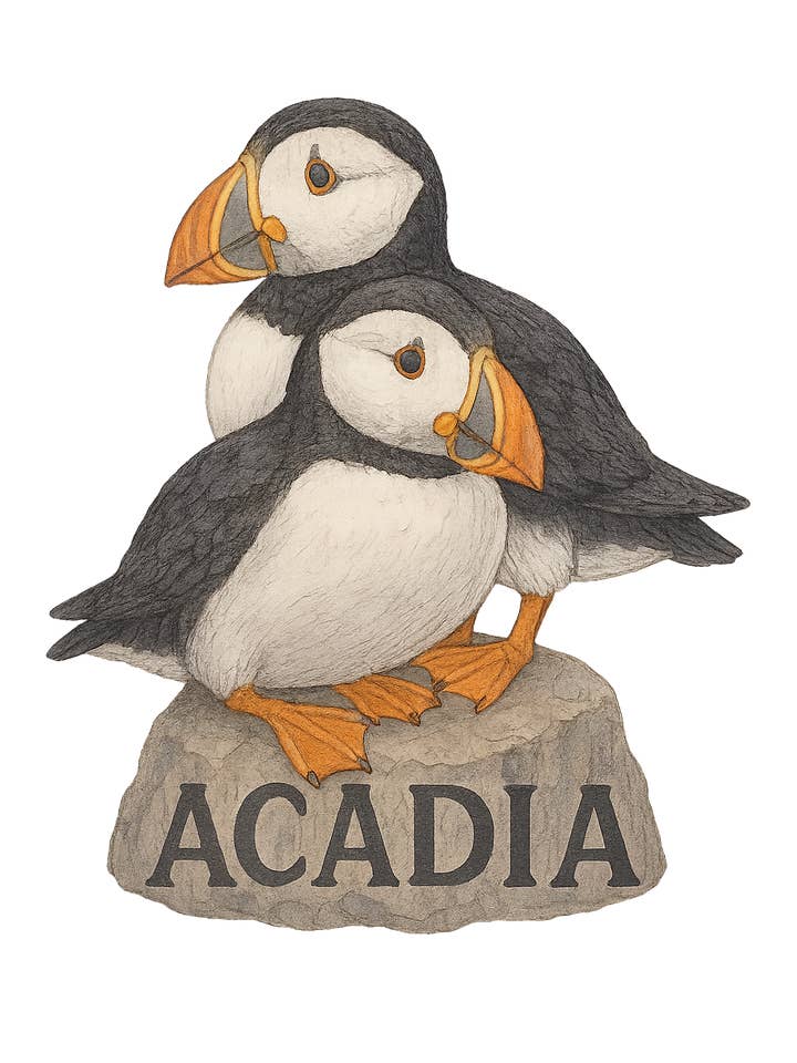 Acadia Puffins Sticker for wholesale by Mentally In Maine