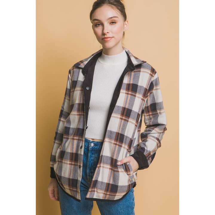 HiteJeans - Venta al por mayor Chaqueta - Mujer - Chaqueta de cuadros reversibles de pana