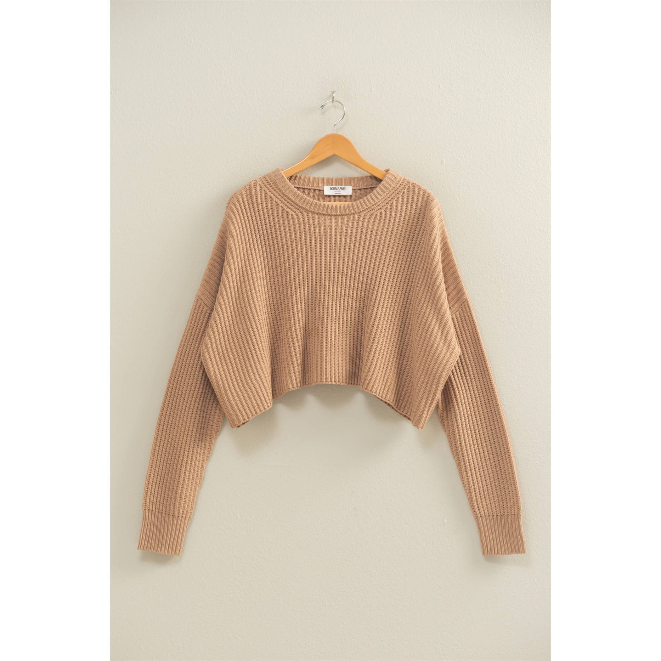Double Zero - Wholesale Knit Sweater - Women's - Cropped Knit Sweater With Crew Neck4