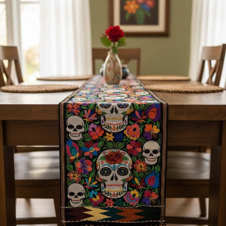 Cielito Lindo - Wholesale Table Runner - Skull Embroidered Table runner8