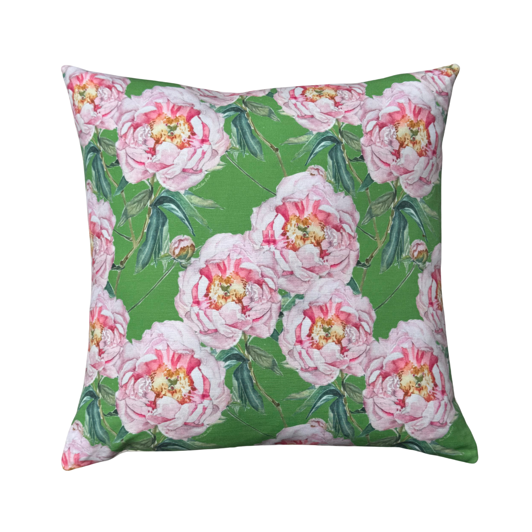 Goose and Willow - Wholesale Throw/Decorative Pillow - Throw Pillow - Light Pink Peony Repeat on Linen Cotton2