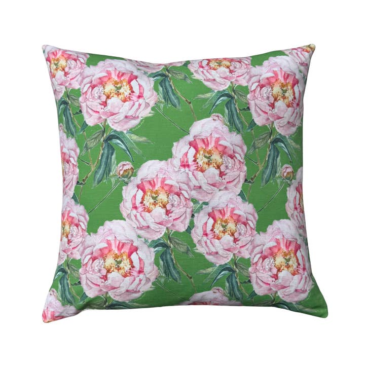 Goose and Willow - Wholesale Throw/Decorative Pillow - Throw Pillow - Light Pink Peony Repeat on Linen Cotton2