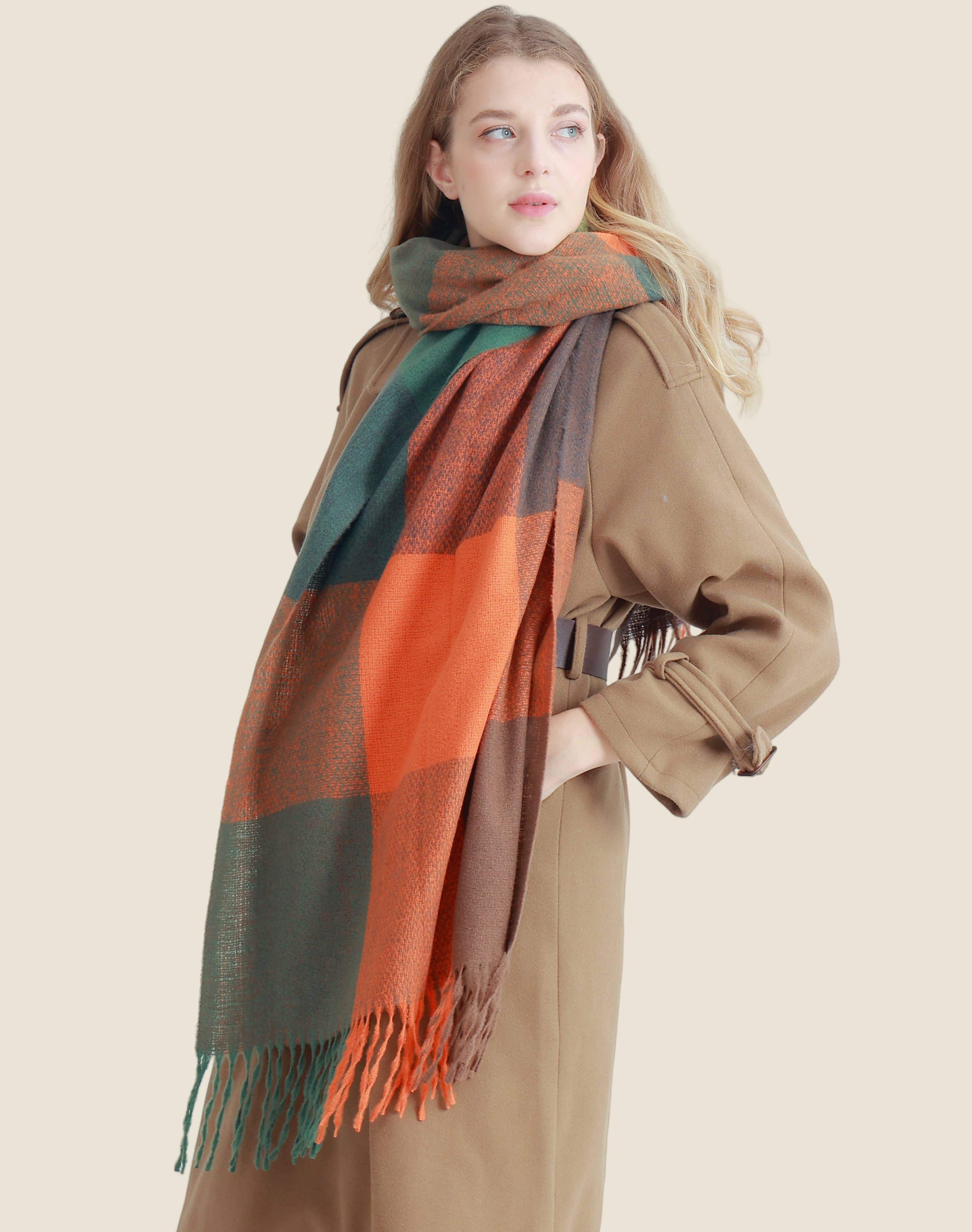 JC Sunny Fashion - Wholesale Scarf - Women's - JC023303 9 Colors--Softer Than Cashmere Colorblock Blanket Scarf8