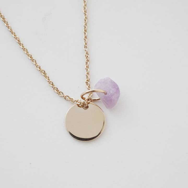 Karma Crystal + Disc Necklace for wholesale by Honeycat Jewelry