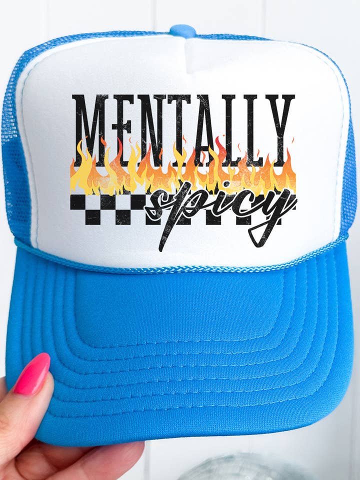 Mentally Spicy Otto Neon Blue with White Foam Front Trucker Hat for wholesale by Wholesale Accessory Market
