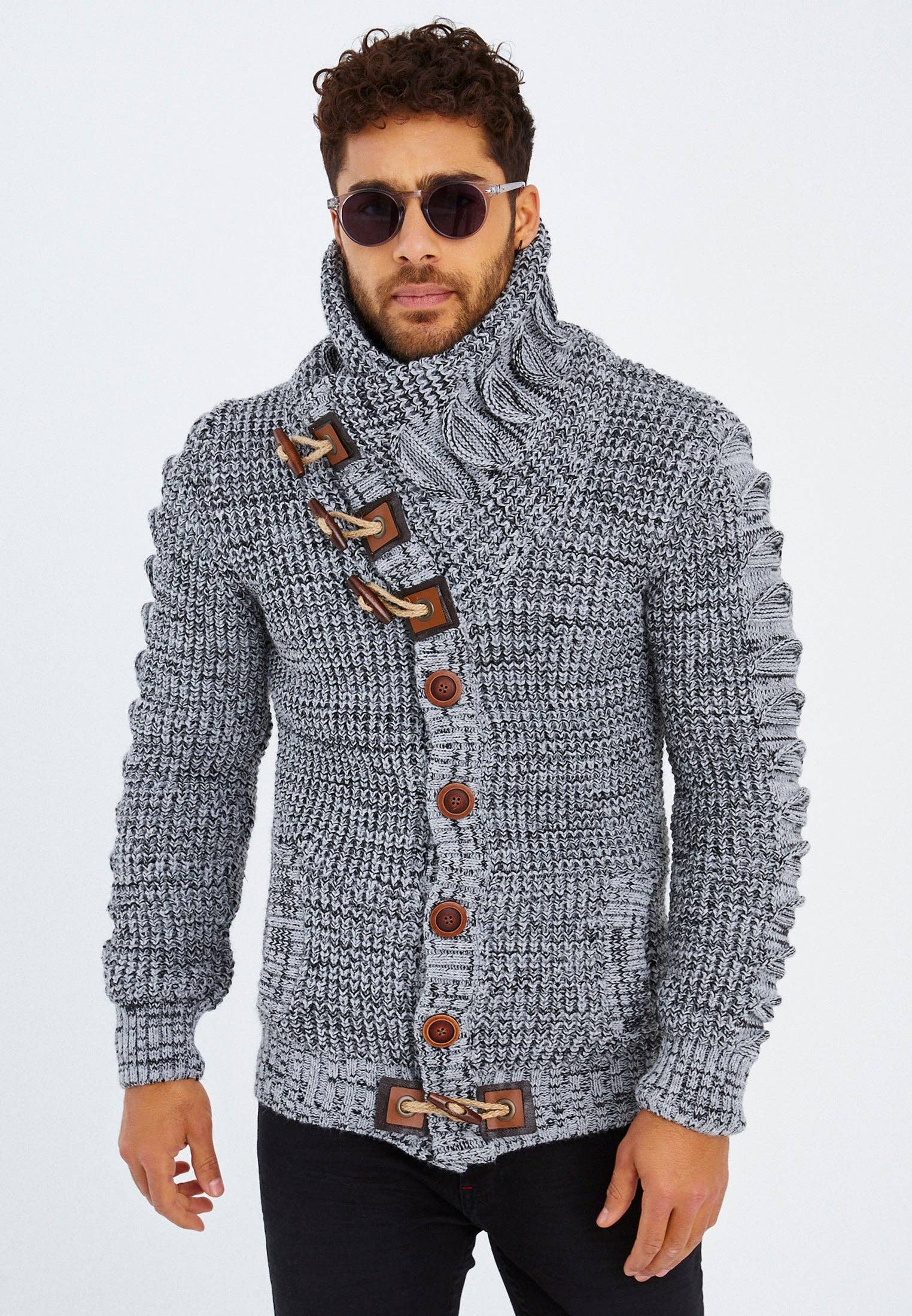 Leif Nelson GmbH - Wholesale Knit Sweater - Men's - Men's Knit Sweater Chunky Knit Shawl Collar LN-558525