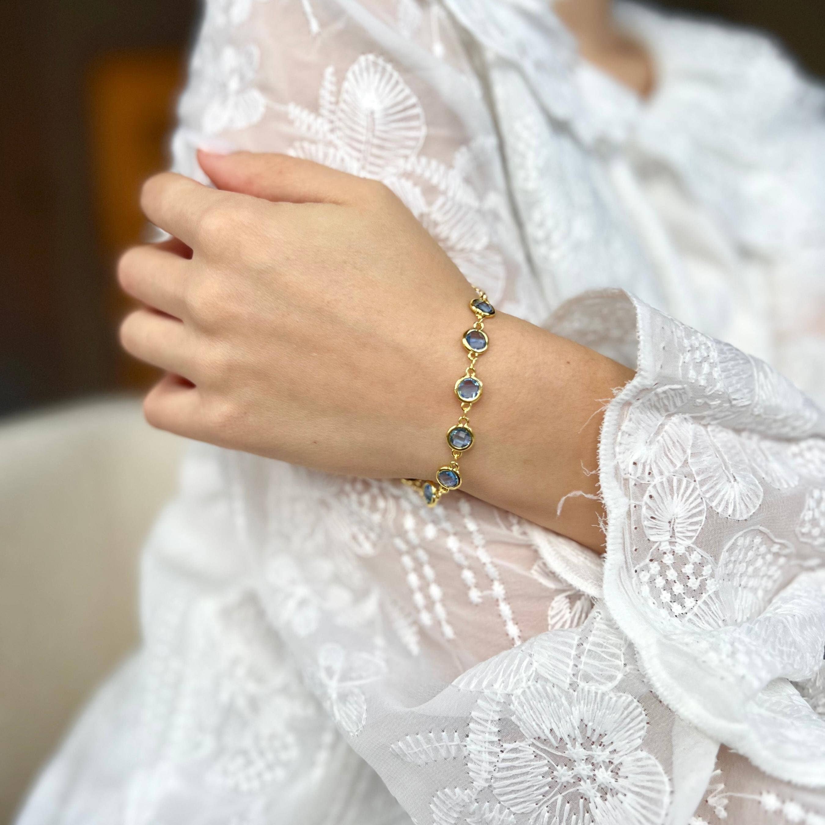 Rossie Jewellery – wholesale Charm/dangle bracelet – Gold Filled Crystal Topaz Charm Beaded Bracelet2