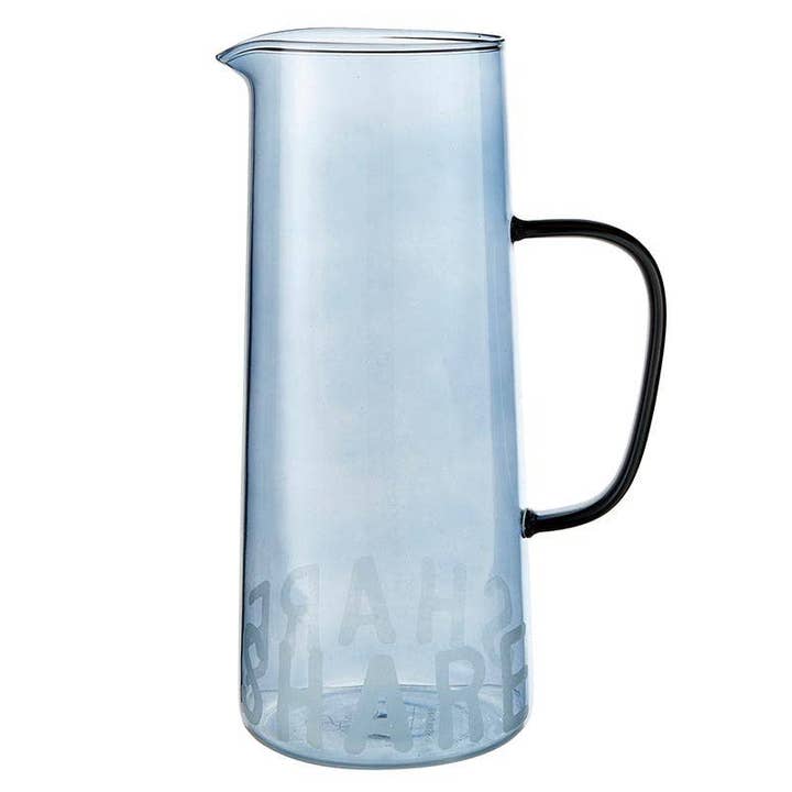 Angle - Wholesale Pitcher - Face to Face Blue Glass Pitcher - Share