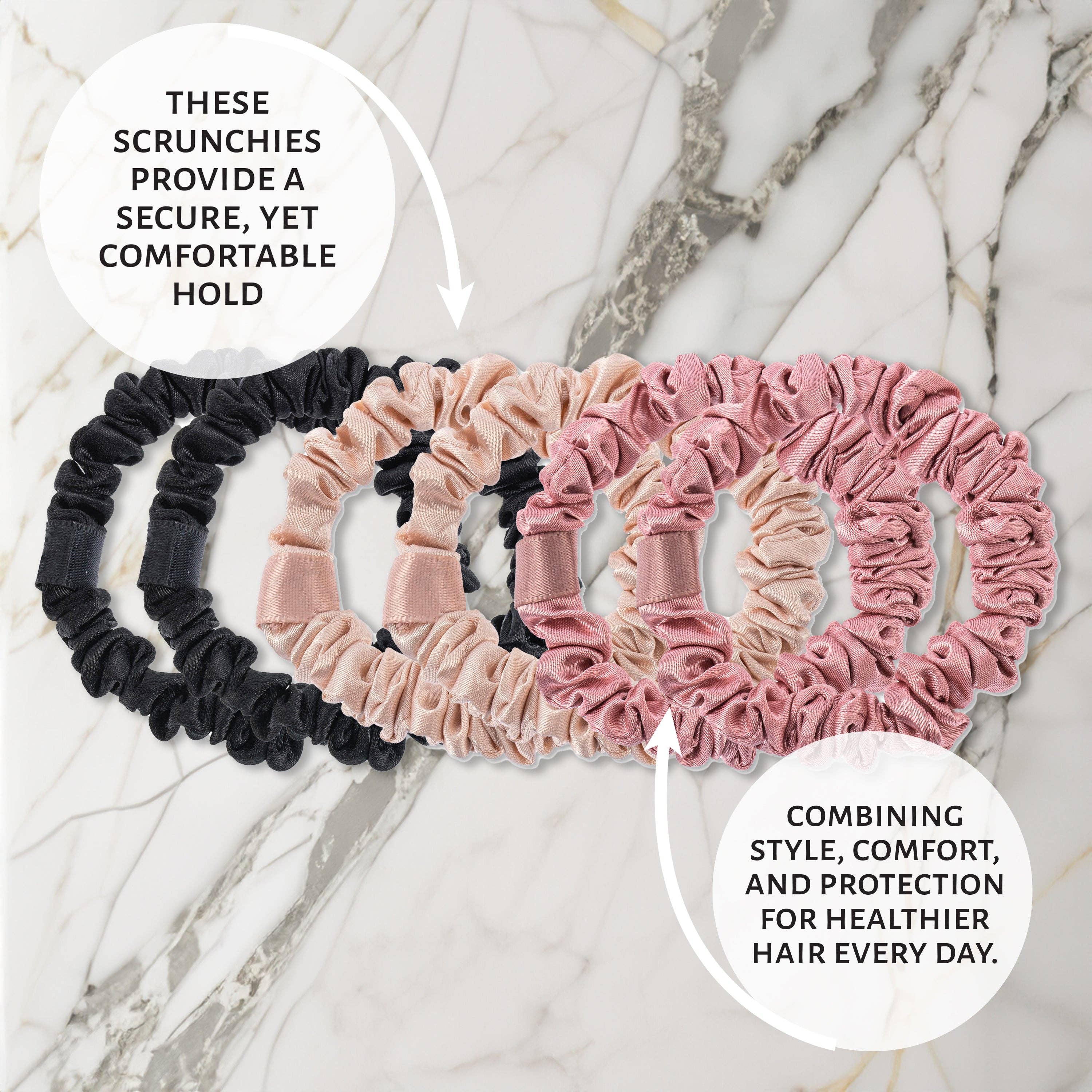 Market Fresh Beauty - Wholesale Scrunchie - Women's - Market Fresh Beauty Silk Skinny Hair Scrunchies, 6 Pack3