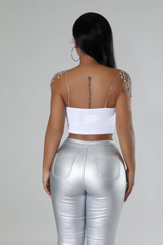 5besties inc – Engroshandel Bluse - Dame – Crop top med kædebånd8