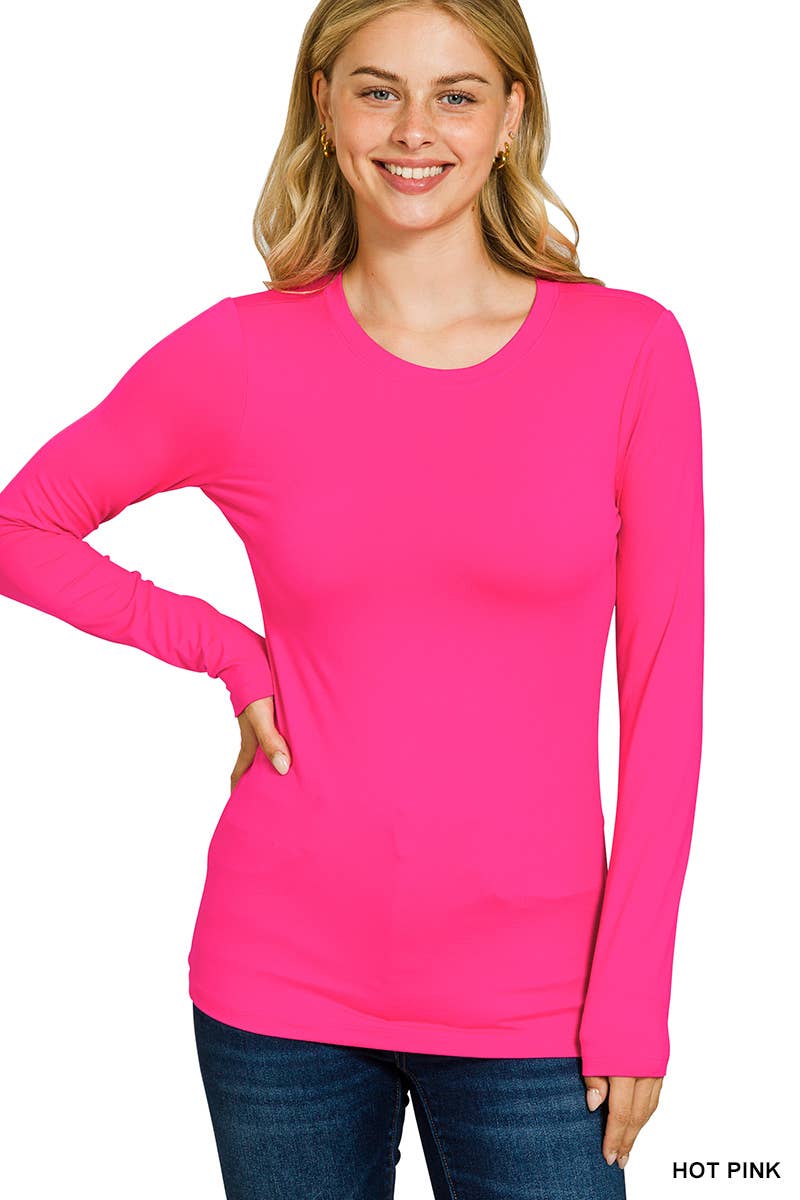 Vanilla Monkey - Wholesale Knit Top - Women's - Brushed Microfiber Long Sleeve Round Neck Tee9