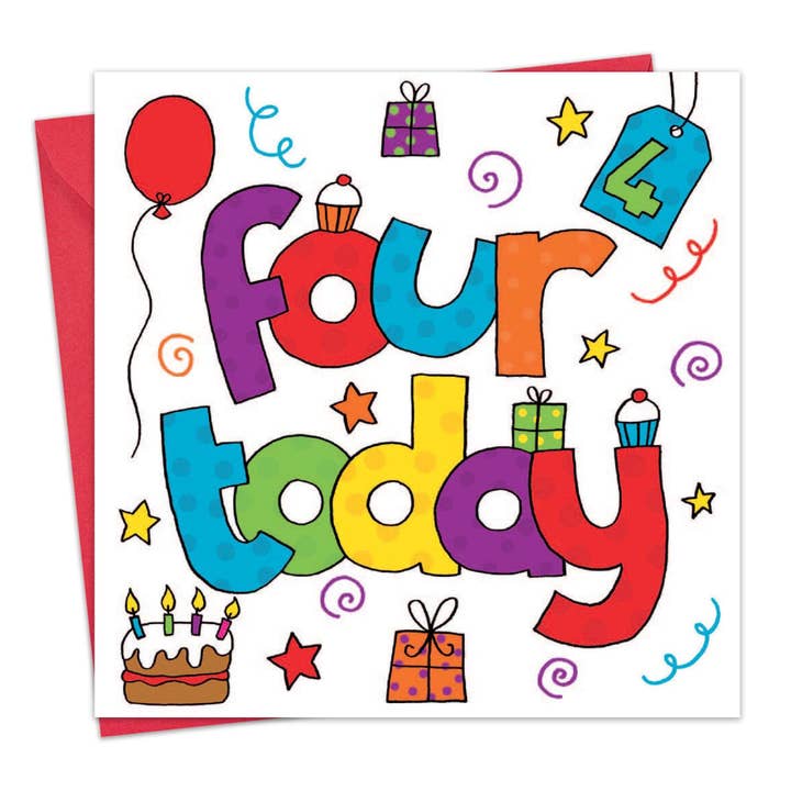 Cartão de aniversário de 4 anos por atacado de Twizler Ltd