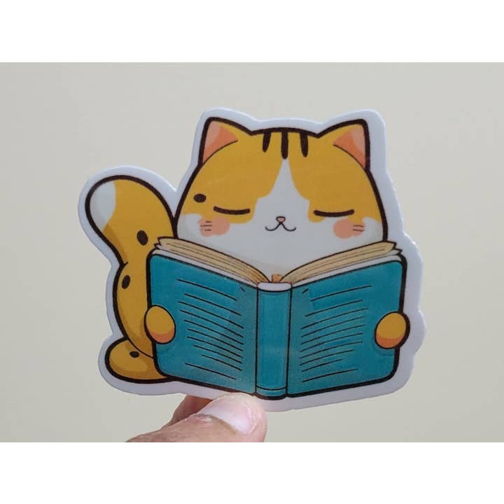 Cat Reading Book Sticker | Cat Sticker | Laptop Sticker for wholesale by CraftdeeD