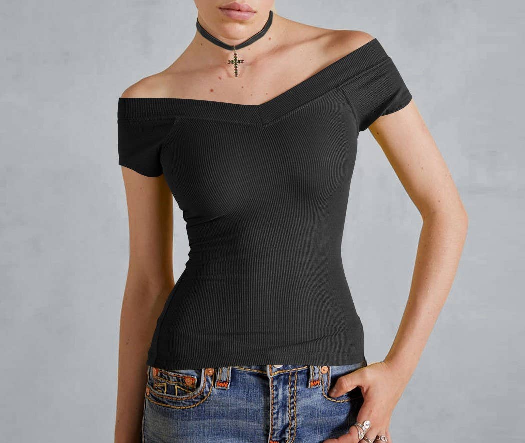 HIDDENBRAND - Wholesale Knit Top - Women's - Slim Solid Color Bottom Shirt T-Shirt11