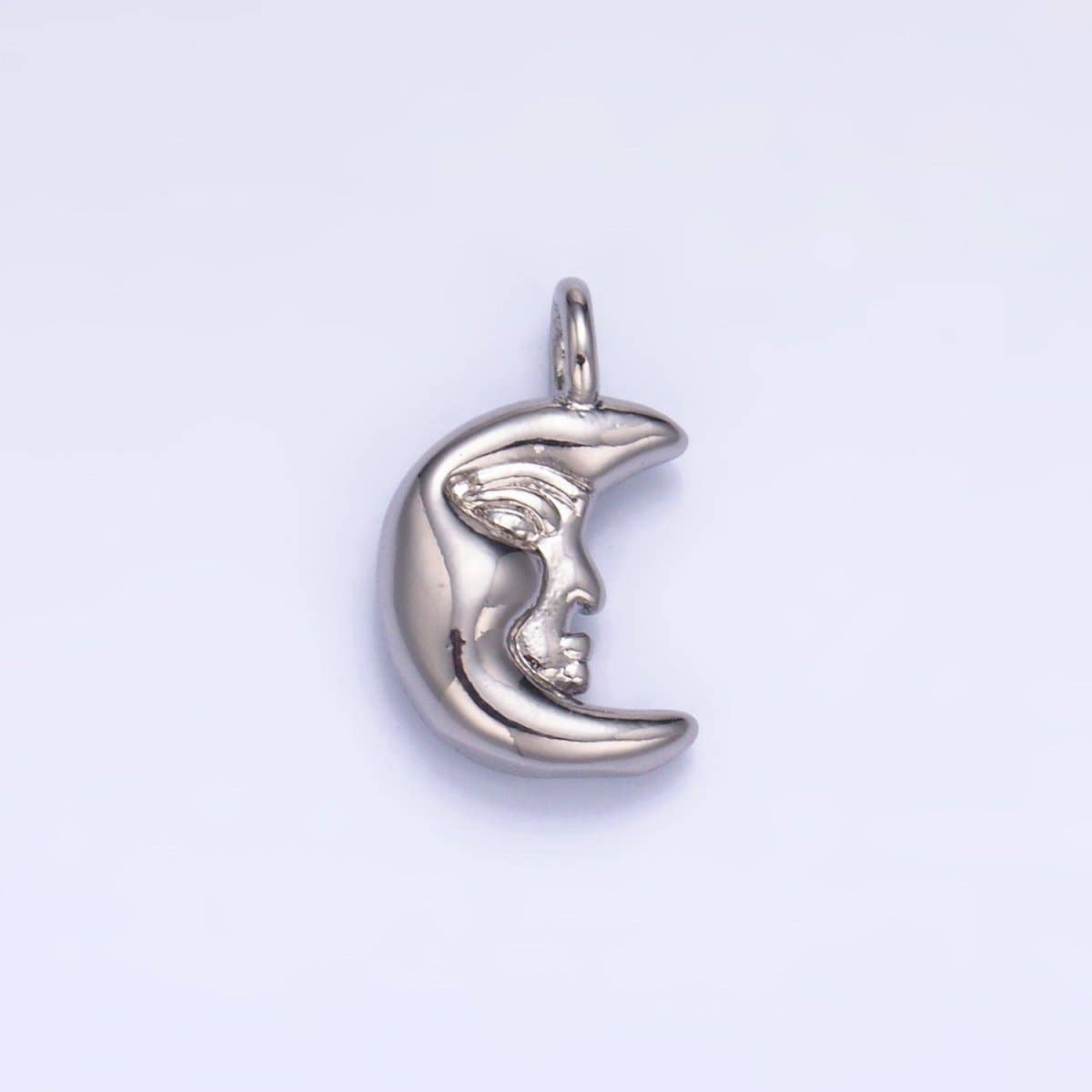 Aim Eternal - Wholesale Individual Charm/Pendant - 24K Gold Filled Celestial Crescent Moon Face Charm in Gold & Silver | W8331