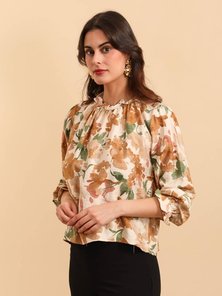 MOOYA - Wholesale Blouse - Women's - Floral long-sleeve blouse - M2011