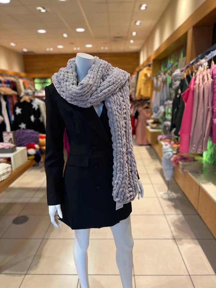 Light Grey Knit Scarf for wholesale by Tabu Knits