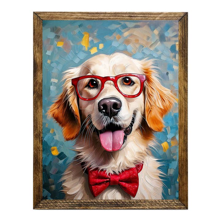 Jarmz Designs - Wholesale Art Print - ARTISTIC SERIES TIMBERLAND- ANIMALS WITH GLASSES RETRIEVER