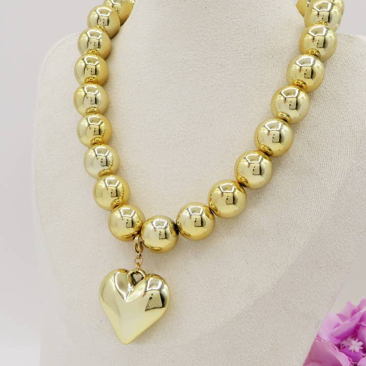 Daemon srls – wholesale Beaded/pearl necklace – MAXI PEARLS BIG LOVE - Collana perle XL + cuore' BOMBE'